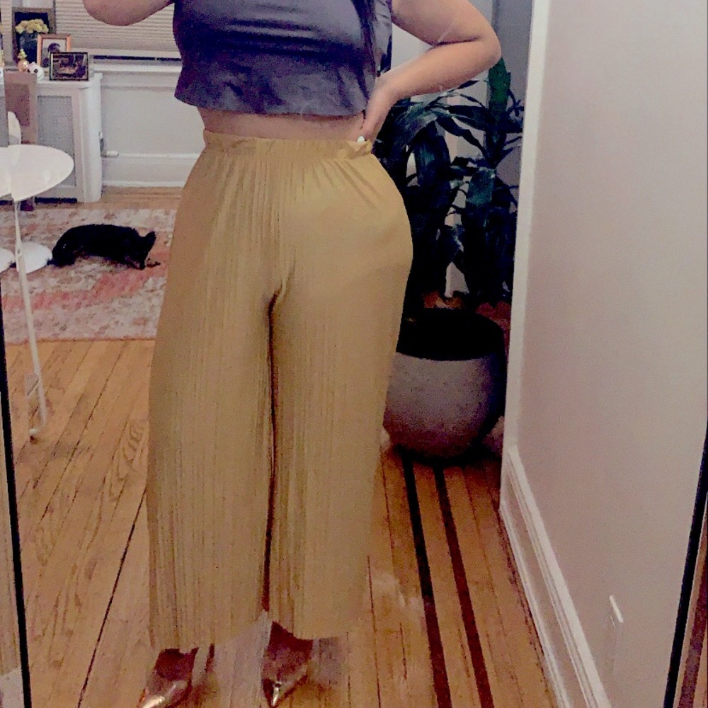 Pleated Wide Leg Trousers